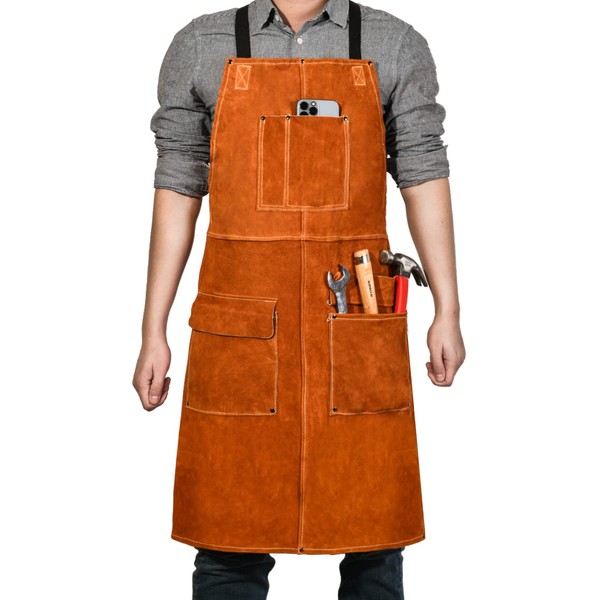 Leather Welding Work Apron - Heat Resistant & Flame Resistant