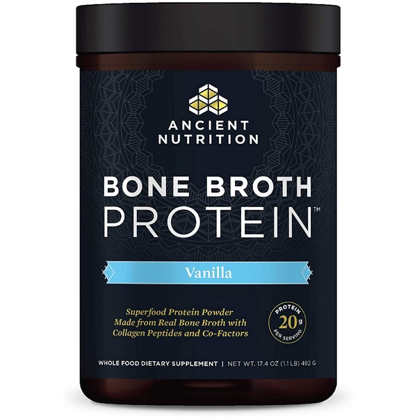 Bone Broth Protein Powder, Vanilla, Food-Sourced Hydrolyzed Collagen Supplement, Formulated by Dr. Josh Axe, Made Without Gluten or Dairy, Paleo Friendly, Supports Joints, Skin & Gut, 17.4 Ounces