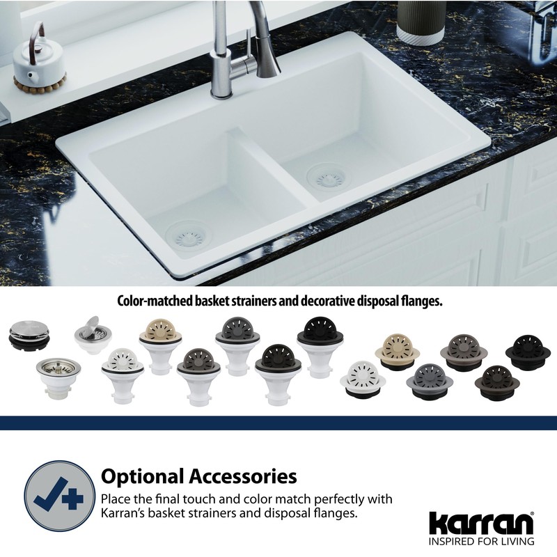 Karran QDFGR Decorative Disposal Flange in Grey, Fits 3.5 Inc