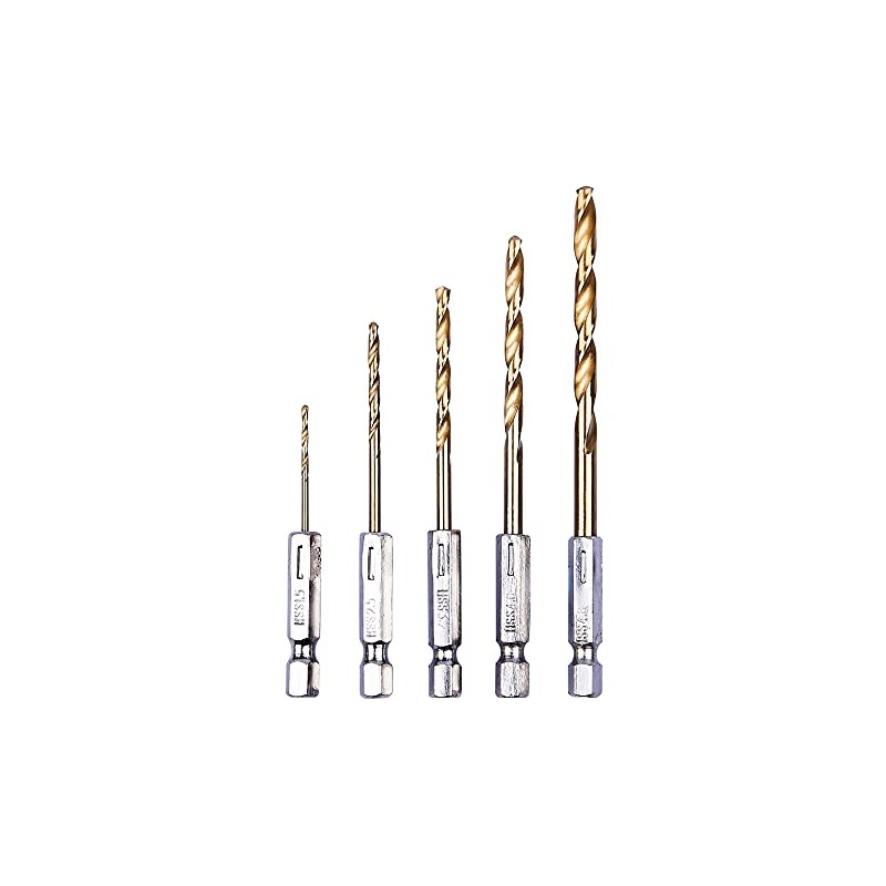 Amtech F1110 5 Piece 6.25mm (1/4") Titanium Coated high Speed