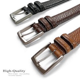 Men's Genuine Leather Casual Dress Belt 1-3/8"(35mm) Wide (Black, 36)