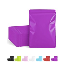 100 Pack Resealable Packaging Bags for Small Business Double-Sided Color Smell Proof Bags for Food Storage Flat Bags (Purple, 4" x 6")