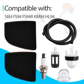 Air Filter Set Compatible with Stihl FS94 FS94R KM94 HL94 Replace 41491201800 605-815, with Spark Plug Oil Filter Fuel Line Kits