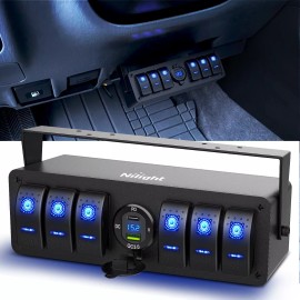 Nilight 6 Gang Rocker Switch Box 12V SPST ON Off Switch PD Type C and USB
