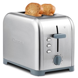 Kenmore 2-Slice Toaster, Stainless Steel, Extra Wide Slots, Bagel and Defrost Functions, 9 Browning Levels, Removable Crumb Tray, for Bread, Toast, English Muffin, Toaster Strudel
