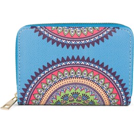 styleBREAKER 02040149 Women's Small Purse with Colourful Mandala Ornament Pattern, Ethnic Style, Zip, Purse, Blue-green-orange, Modern