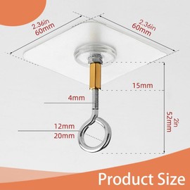 ZYHSLZ 12 Ganchos Adhesivos para Techo sin Taladrar, Acero Inoxidable, Soporte Fuerte para Plantas Pequeñas, Decoración, Marcos y Más, Fácil Instalación, 5 kg de Resistencia (Transparente)
