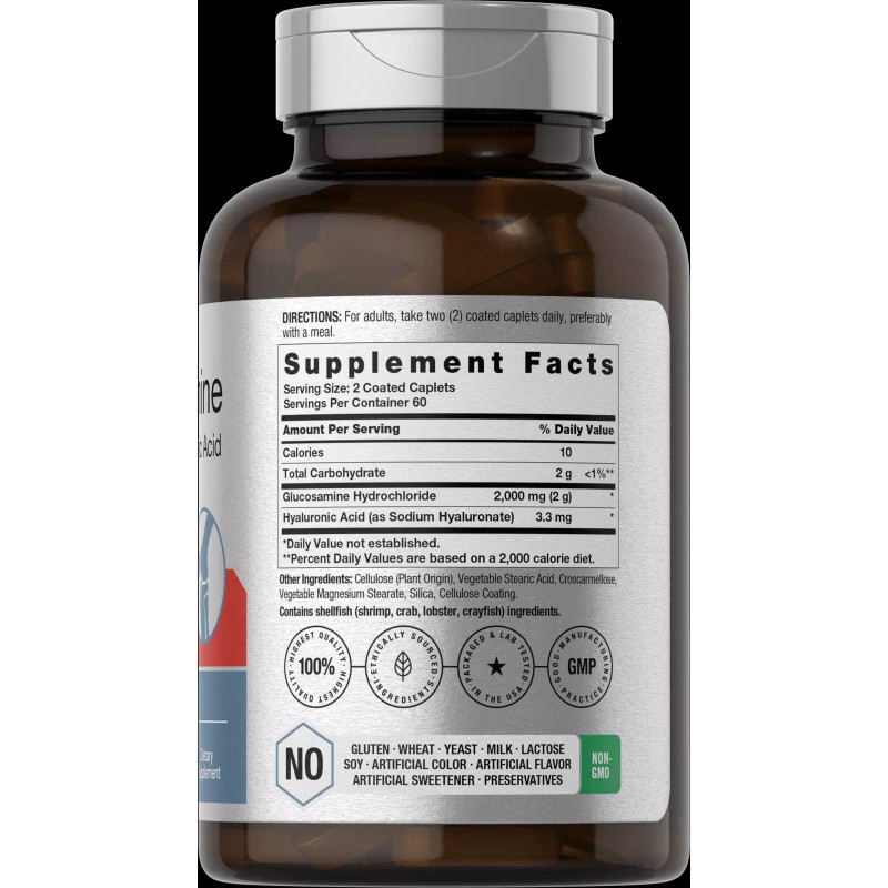 Horbäach Glucosamine HCL 2000mg | 120 Caplets | with Hyaluronic