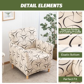 FUANGUI Banquet Armchair Slipcover Chair Covers with Arms Stretch Club Chair Slipcover Soft Armchair Sofa Covers Anti-Slip Furniture Protector for Dogs Pets Home Living Room Decor