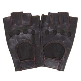 Pratt and Hart Chariot Men’s Fingerless Leather Driving Gloves Half-Finger Open Knuckle Design with Adjustable Strap Size Medium