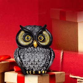 Artpaul Owl Statue Home Decor Small Owl Figurines Shelves Decorations for Home Office Living Room Decor Gifts for Owl Lovers (Silver)