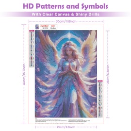 QENSPE 5D Diamond Painting Angel Diamond Art Kits for Adults, Angel Diamond Painting Kit Round Full Drill with Tools, DIY Crystal Gem Art Craft for Home Wall Decor 12x16 inch