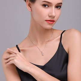 CRYSLOVE Initial Necklace Sterling Silver Initial Alphabet A-Z Crystal Letter Pendant Necklace Jewellery Women's Necklace with Name, Silver, I