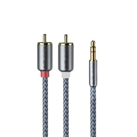 audio pirates High Performance Stereo RCA to Jack Aux Cable | 2 RCA > 1 x 3.5 mm Jack | Brilliant Sound Quality, Very Durable/Coaxial Cable, RCA Cable, Subwoofer/Amplifier/HiFi & Home Cinema (1 m)