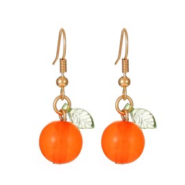 Cute Fruit Dangle Earrings 3D Orange Grape Cherry Drop Earrings Creative Dainty Fruity Earrings Summer Fruit Earrings Jewelry Gifts-Orange