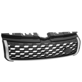KARPAL Front Upper Grille Vent Grill Glossy Black with Chrome Trim Compatible with 2012-2019 Land Rover Range Rover Evoque