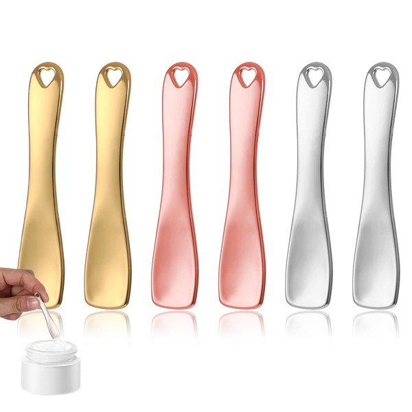JIYIN Pack of 6 Metal Spatulas Cosmetics, Beauty Scoop Skin