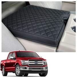 JDMCAR Thicker Center Console Cushion Compatible with 2015-2026 Ford F150 / 2017-2026 F250 F350 F450 with 40/20/40 Jump Seat, Customized PU Leather Cover Center Console Lid Protector (Jump Seat Only)