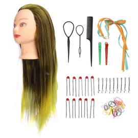 Gradient Wig Hair Mannequin Head Hairdressing Styling Training Braiding Doll Head with Hair Pin