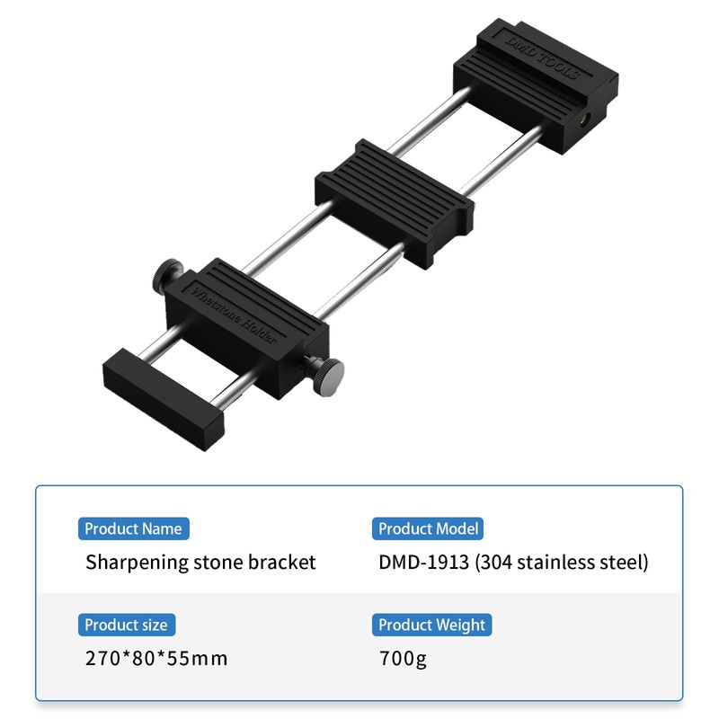 DMD Whetstone Holder with Quick-Adjust Knob | Heavy-Duty Stainless Steel