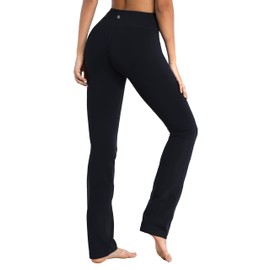 BUBBLELIME 29"/31"/33"/35" 4 Styles Women's Straight Legs Yoga Pants Tummy Control - Straight Leg_Black(2) L_29" Inseam