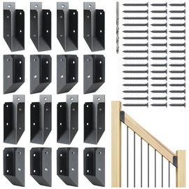 AECXM 201 Stainless Steel 2" x 4" (1 ½" x 3 ½" Actual) Deck Railing 40° Stair Connectors, for Deck Railing Stair Handrail Connection Installation Deck Railing Bracket (8 Pair-Black)