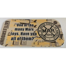 Louis Marx MARX BATTLEGROUND PLAYSET LICENSE PLATE ALUMINUM 6"X12" DEPICTING MARX TOYS