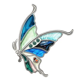 BAMAY - Broche de mariposa floral esmaltado, aleación de zinc, monarca, mariposa, regalos para mujeres y niñas, bufanda, Mediano, Zinc Esmalte, Sin gemas.