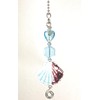 Blue Glass Shell and Heart Ceiling Fan Pull