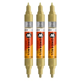 Molotow MO227506 One4All Acrylic Twin Marker Pen – Metallic Gold – Pack of 3