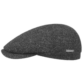 Stetson Belfast Tweed Flat Cap - Men's Flat Cap - Wool Peaked Cap - Winter Cap with Cotton Lining - Wool Cap Autumn/Winter - Men's Cap, gray