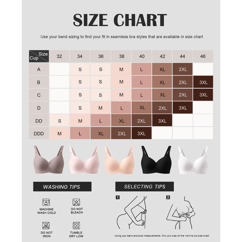 JURDUIR Seamless Bras for Women Wireless No Underwire Comfort Push