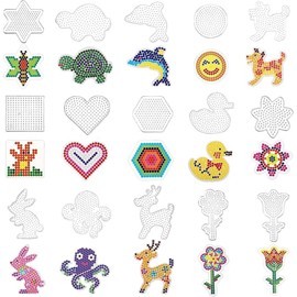 Sunshine smile Pack of 15 Ironing Beads Plates, 5 mm Ironing Beads Templates, Transparent Ironing Beads Pegboards, with Ironing Paper Accessories, 15 Patterns Craft for Children, Gift, Boys, Girls