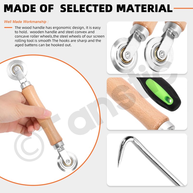 Tanstic 2Pcs Screen Spline Roller & Spline Removal Hook Kit,