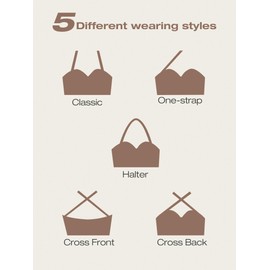 zossav Strapless Bra Non-Slip No Underwire Padded Bandeau Multiway Smoothing Bras Convertible Straps 34D Black