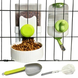 Rabbit Gravity Feeder Waterer Set Automatic Guinea Pig Food Water Dispenser Food Water Bowl Feeding Station for Puppy Kitten Guinea Pigs Chinchilla Hedgehog Small Animals (Green)