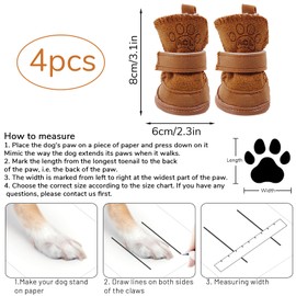 ACTOYS Dog Shoes, Pack of 4 Dog Shoes, Paw Protection, Dog Shoes Outdoor Indoor with Non-Slip Sole, Plush Dog Boots, Dog Shoes Winter for Small and Medium Dogs