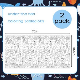 AIBIIN 2 Pcs Under The Sea Giant Coloring Poster for Kids Jumbo Paper Coloring Tablecloth Games Activities Thanksgiving Fall Party Decorations 72 x 30 inch
