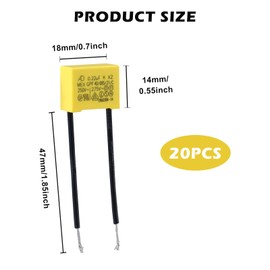 Vegena Pack of 20 suppression capacitors 0.22uF 275V X2 radial for indicators, flashing and non-outgoing LED lamps, safety capacitors suppressor capacitor