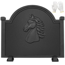 G GOOD GAIN Fireplace Back Plates - Firebacks for Fireplace 20 inch with Feet | Cast Iron Fireplace Heat Deflector Wall Protection | Fire Backs for Kitchen Backsplash Decorative Horse Design