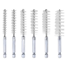 HARFINGTON 6Pcs Bore Brush Set 8mm,10mm,12mm,15mm,17mm,19mm Different Bristle Lengths Nylon Twisted Wire Cleaning Brush with 1/4" Hex Shank for Tubes