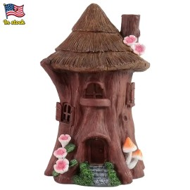 Solar-Powered Resin Tree House Lantern - Glowing Fairy Tale Design, Ideal for Garden Path Lighting & Enchanted Yard DecorColor: As picture, Size: One Size