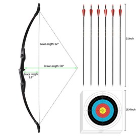 LWANO Recurve Bow for Adults - Archery Takedown Bow and Arrow Set for Adult/Youth/Teens Beginners Target Practicing, Left & Right Handed, 20/30/40lbs (30lbs)