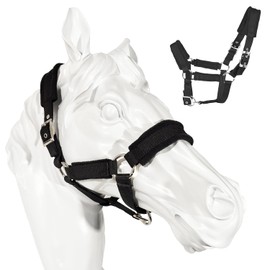 Adjustable Horse Halter with Polar Fleece Lined, Breakaway Halter with Stain Hardware, Equestrian Horse Riding Halters (Black, X-Large)