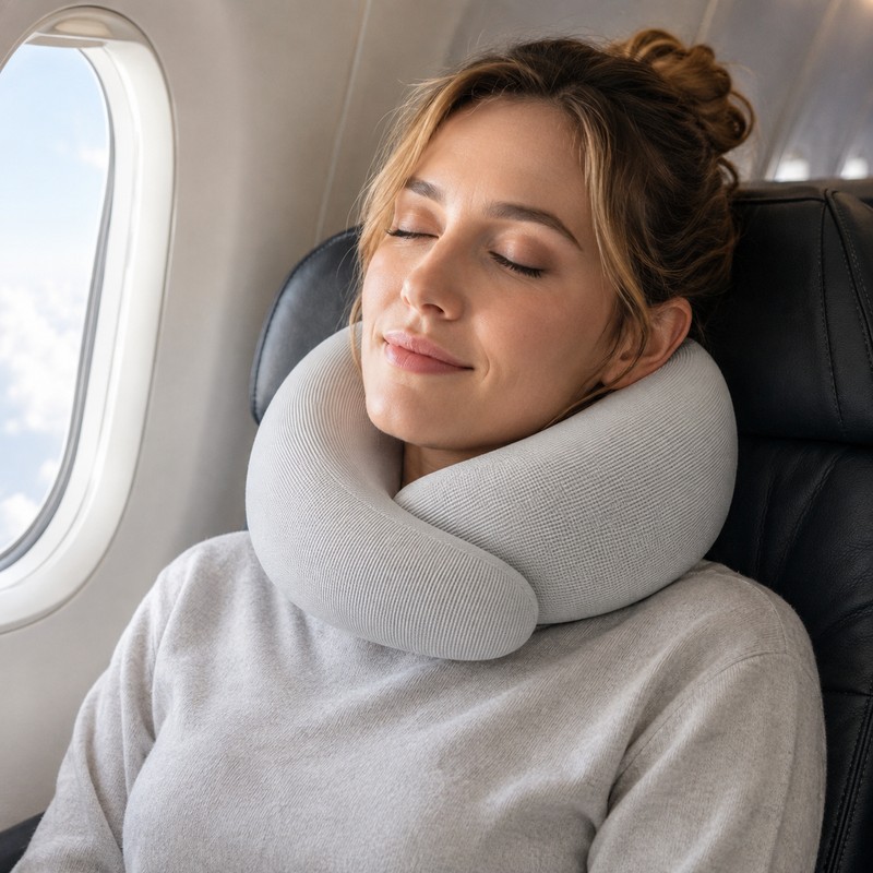 U-Shaped Neck Pillow Neck Support Slow Rebound Adjustable Travel Neck