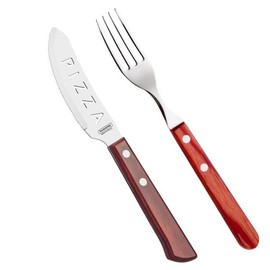 (Tramontana) Pizza Knife + Fork Set - Resin Wood - Red 21143 / (트라몬타나)피자전용나이프+포크세트-레진우드-빨간색 21143