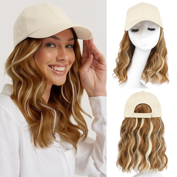 AISI QUEENS Hat Wig Hat with Hair Attached for Women