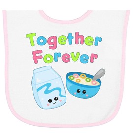 inktastic Together Forever- Milk and Cereal Baby Terry Cloth Bib White and Pink 2823e