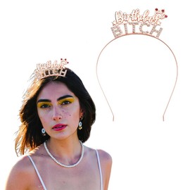 Birthday Headband Funny Crowns for Women Crystal Rhinestone Headband Happy Birthday Tiara Headbands for Women Girls Birthday Gifts for Girlfriend Friends Hair Accessories
