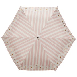 Moonbat Sweet Jasmil Striped Flower Folding Umbrella, Rain or Shine, Windproof, [Over 90% UV, Over 90% Light Blocking, PU Coating] Women's Pale Pink, Rib Length: Approx. 21.7 inches (55 cm), pale pink